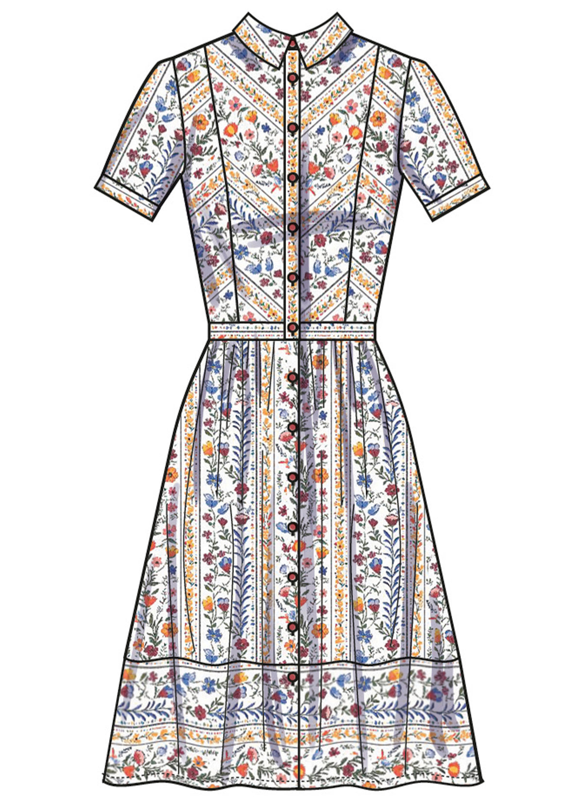 Simplicity S3098 sewing pattern envelope showing a dress with a gathered skirt