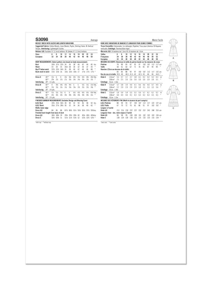 Simplicity S3098 sewing pattern envelope showing a dress with a gathered skirt