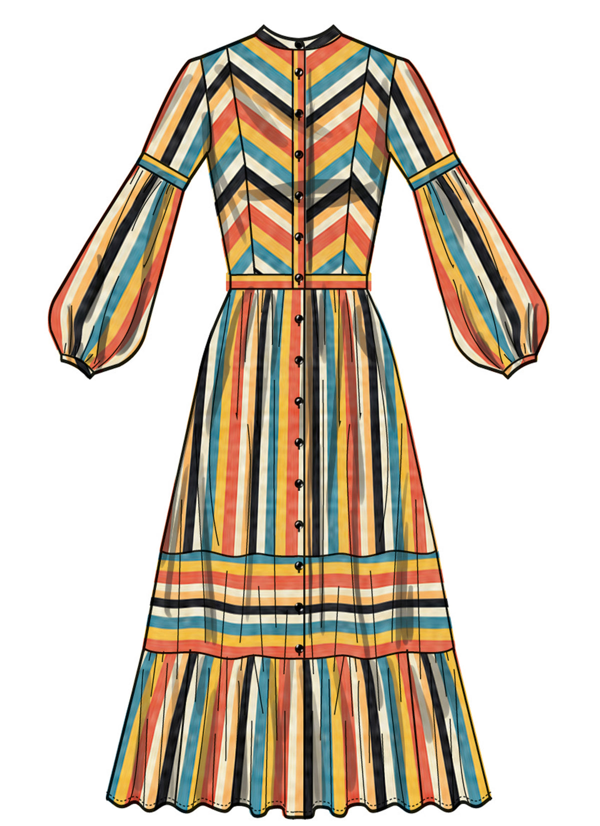 Simplicity S3098 sewing pattern envelope showing a dress with a gathered skirt