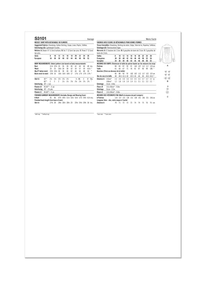 Simplicity S3101 sewing pattern envelope showing tops and waistcoats