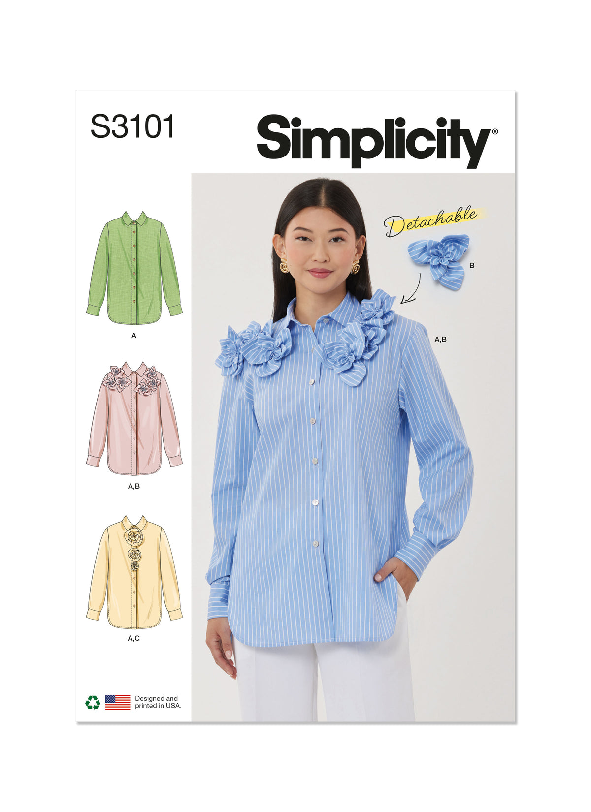 Simplicity S3101 sewing pattern envelope showing tops and waistcoats