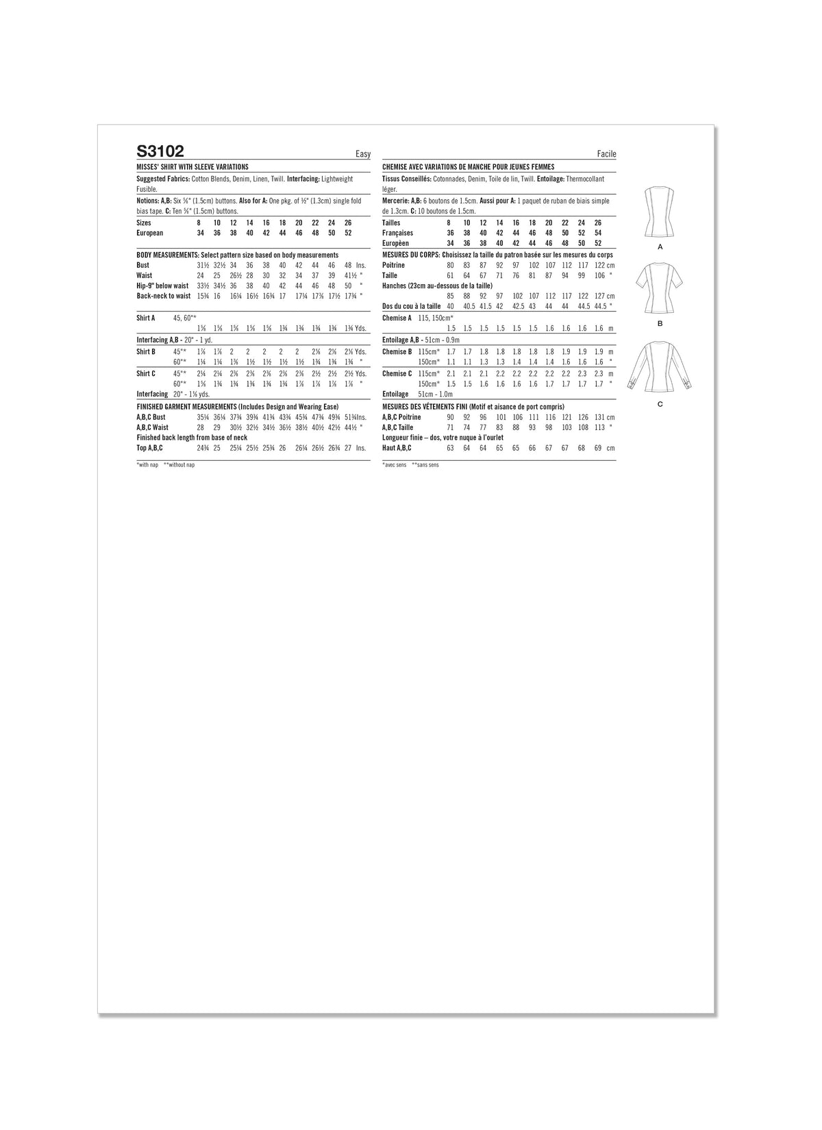 Simplicity S3102 sewing pattern envelope showing tops and waistcoats