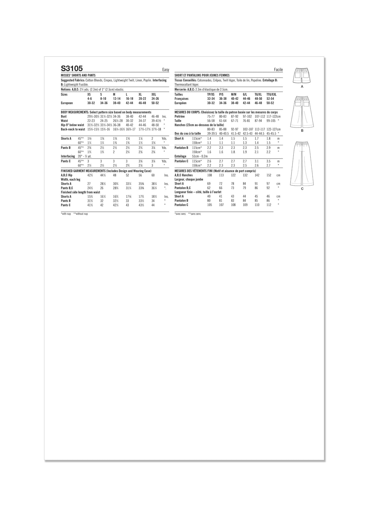 Simplicity S3105 pattern envelope showing a woman wearing a skirt and trousers