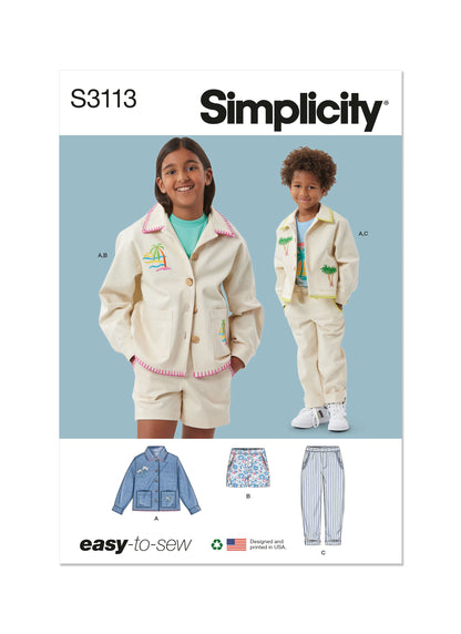 Simplicity S3113 pattern envelope showing girls in casual outfits