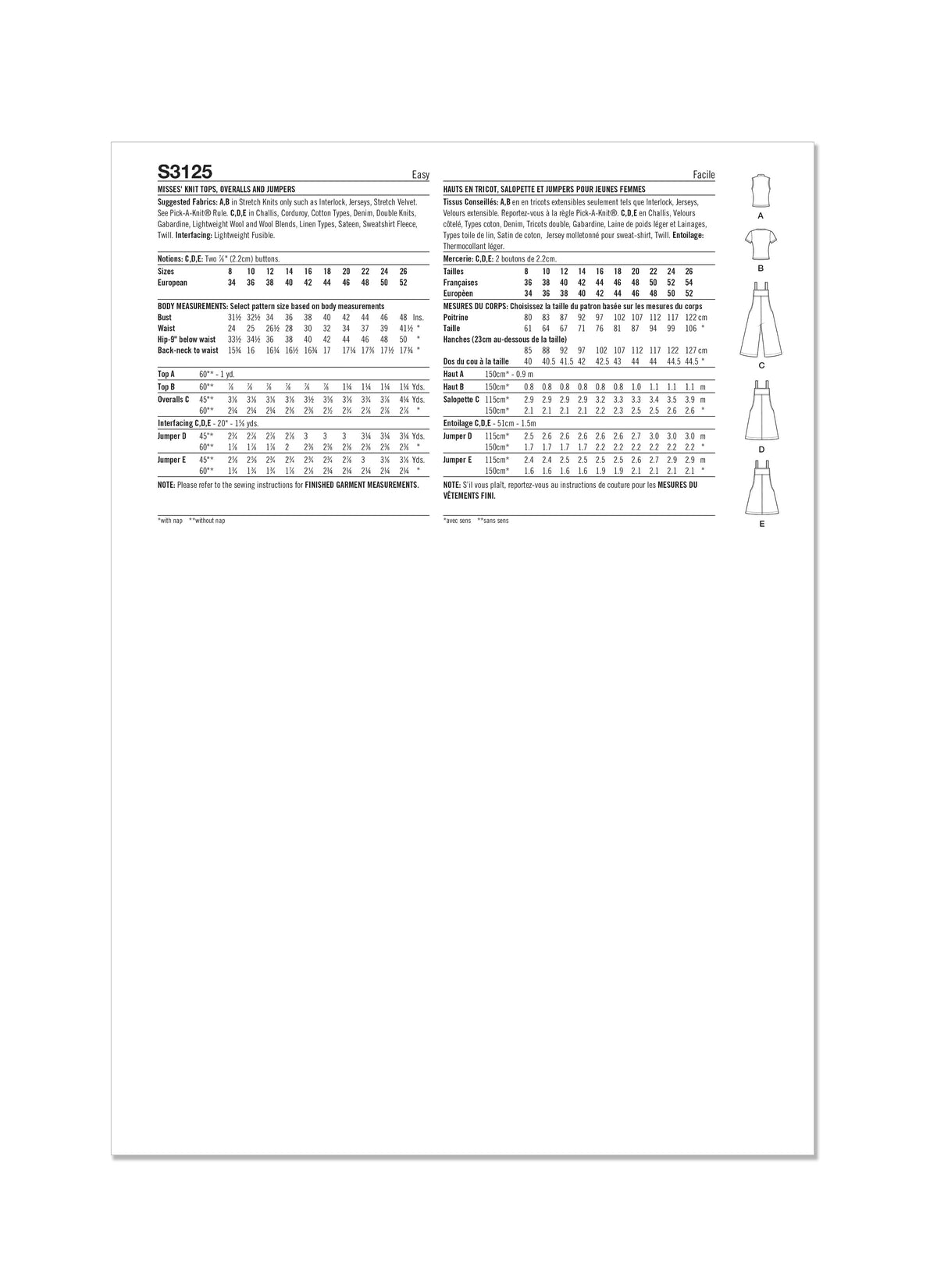 Simplicity S3125 pattern envelope showing women in fitted knit tops