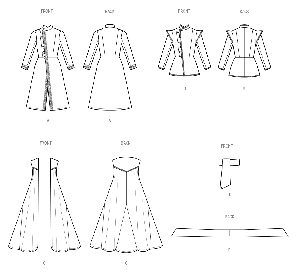 Simplicity S3126 pattern envelope showing men in long period style costume coats