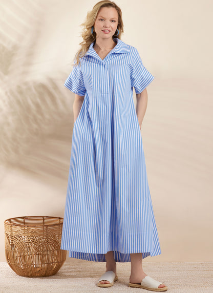 Simplicity S3130 pattern envelope showing women in polo collar dresses