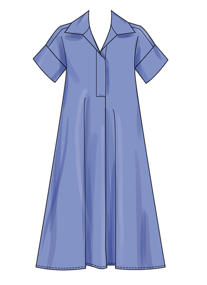 Simplicity S3130 pattern envelope showing women in polo collar dresses