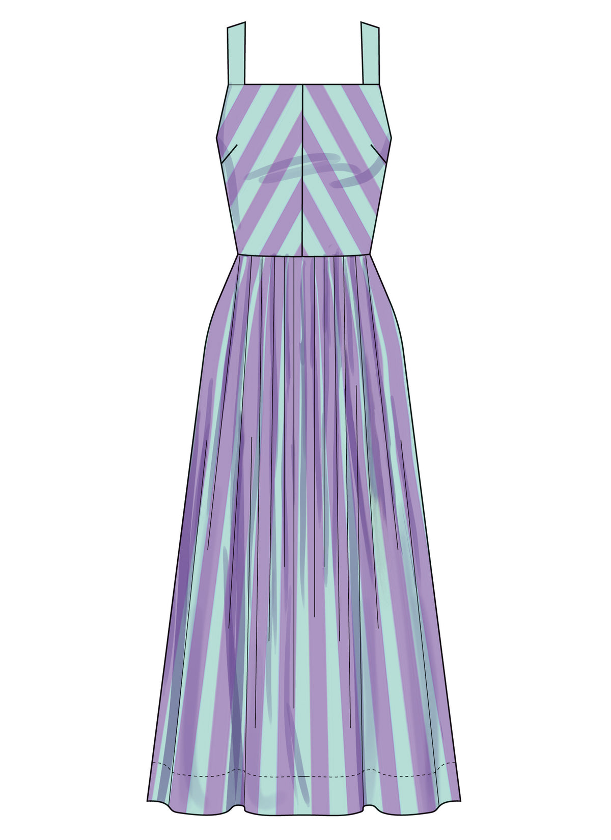 Simplicity S3131 pattern envelope showing women in pleated strappy dresses