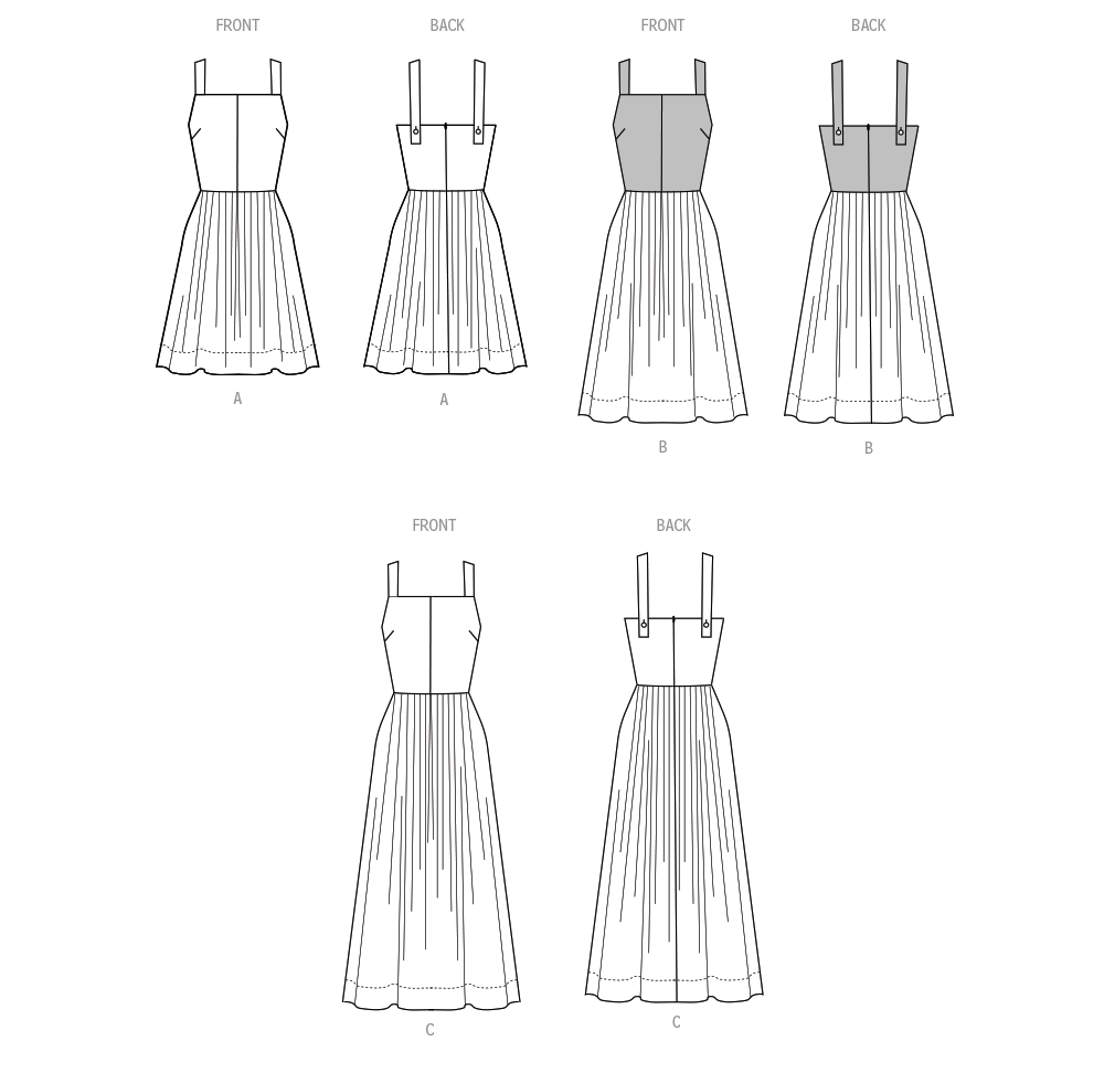 Simplicity S3131 pattern envelope showing women in pleated strappy dresses