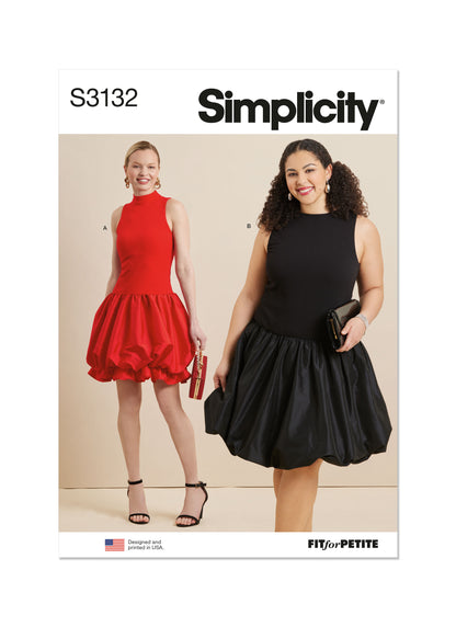 Simplicity S3132 sewing pattern envelope showing a special occasion dress