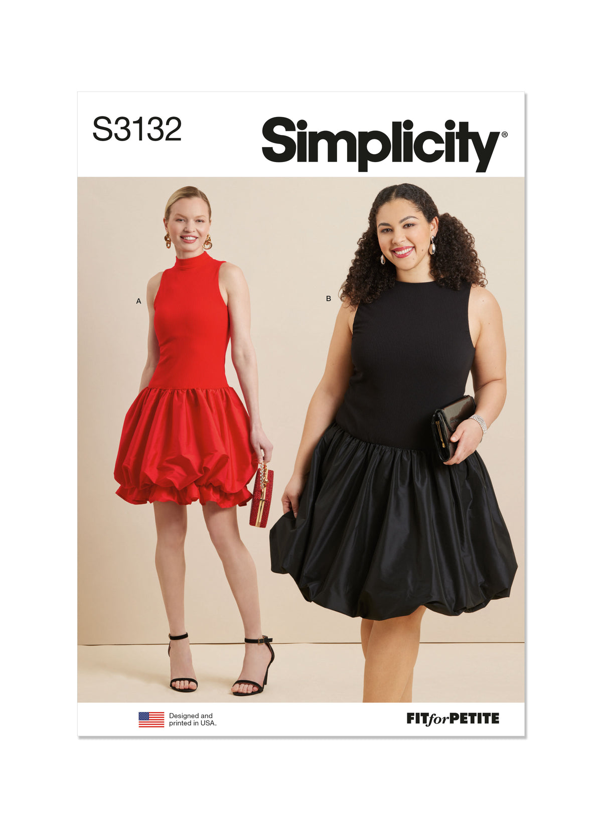 Simplicity S3132 sewing pattern envelope showing a special occasion dress