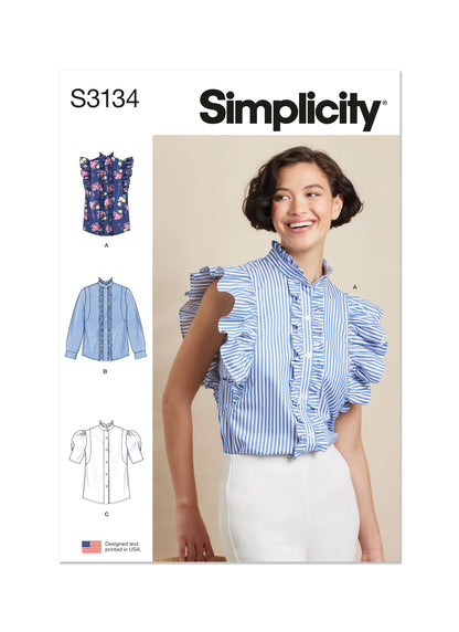 Simplicity S3134 sewing pattern envelope showing a top or waistcoat