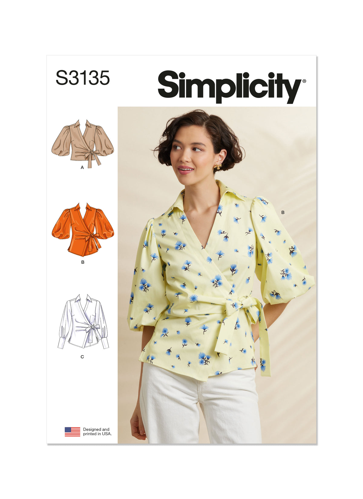 Simplicity S3135 sewing pattern envelope showing a top or waistcoat