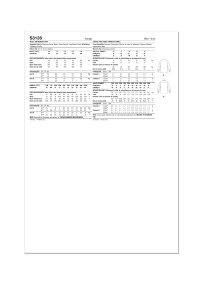 Simplicity S3136 sewing pattern envelope showing a top or waistcoat