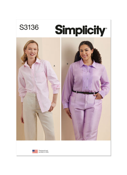Simplicity S3136 sewing pattern envelope showing a top or waistcoat