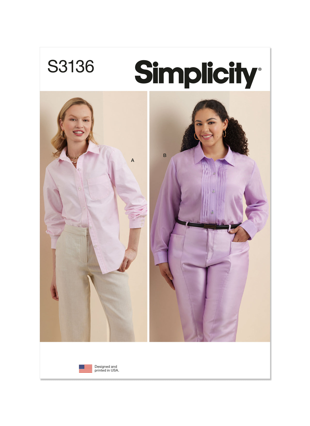 Simplicity S3136 sewing pattern envelope showing a top or waistcoat