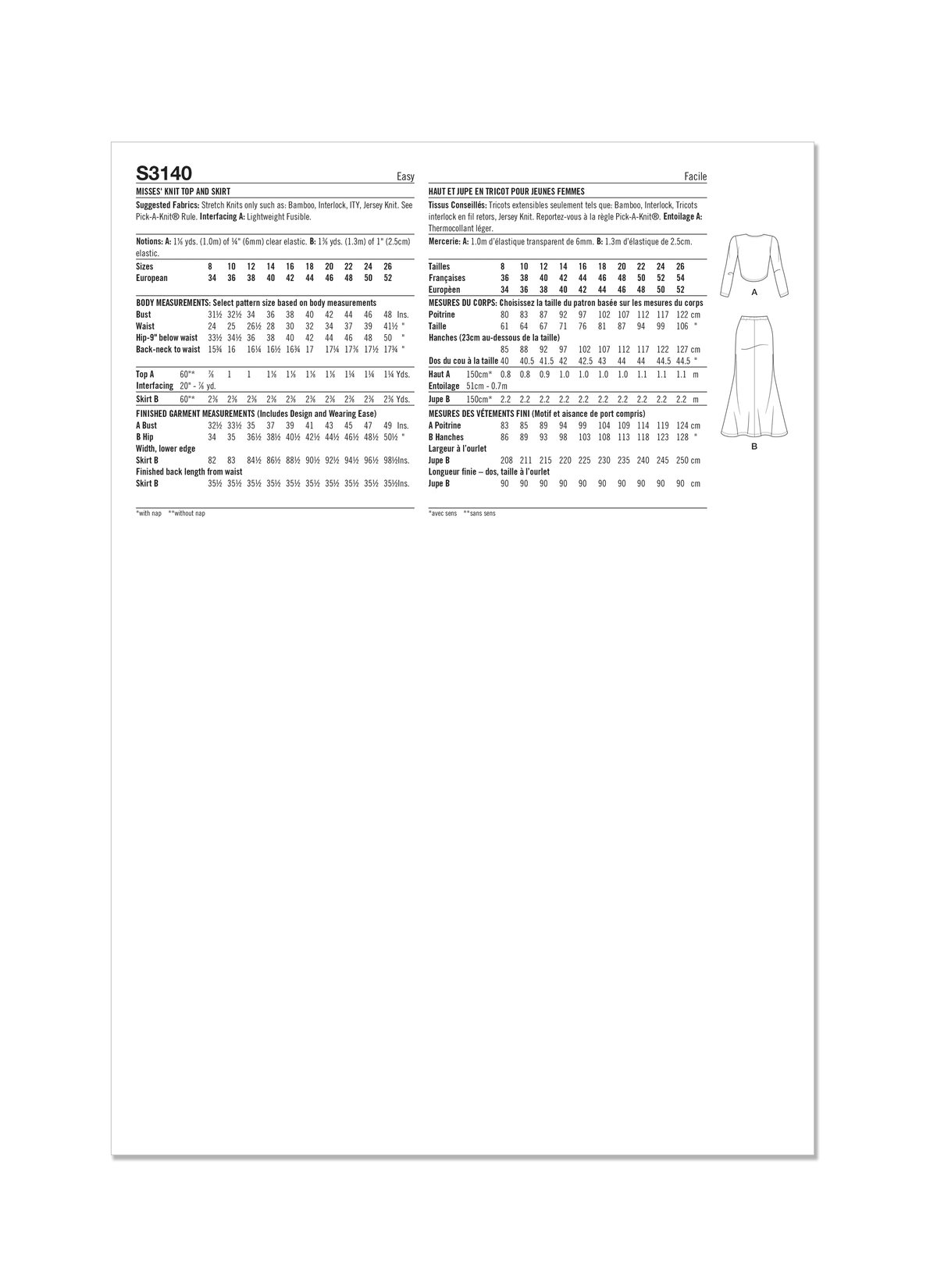 Simplicity S3140 sewing pattern envelope showing casual wear