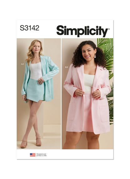 Simplicity S3142 sewing pattern envelope showing casual wear