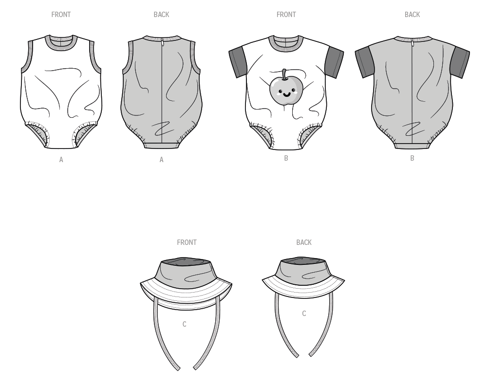 Simplicity S3144 sewing pattern envelope showing baby casual wear