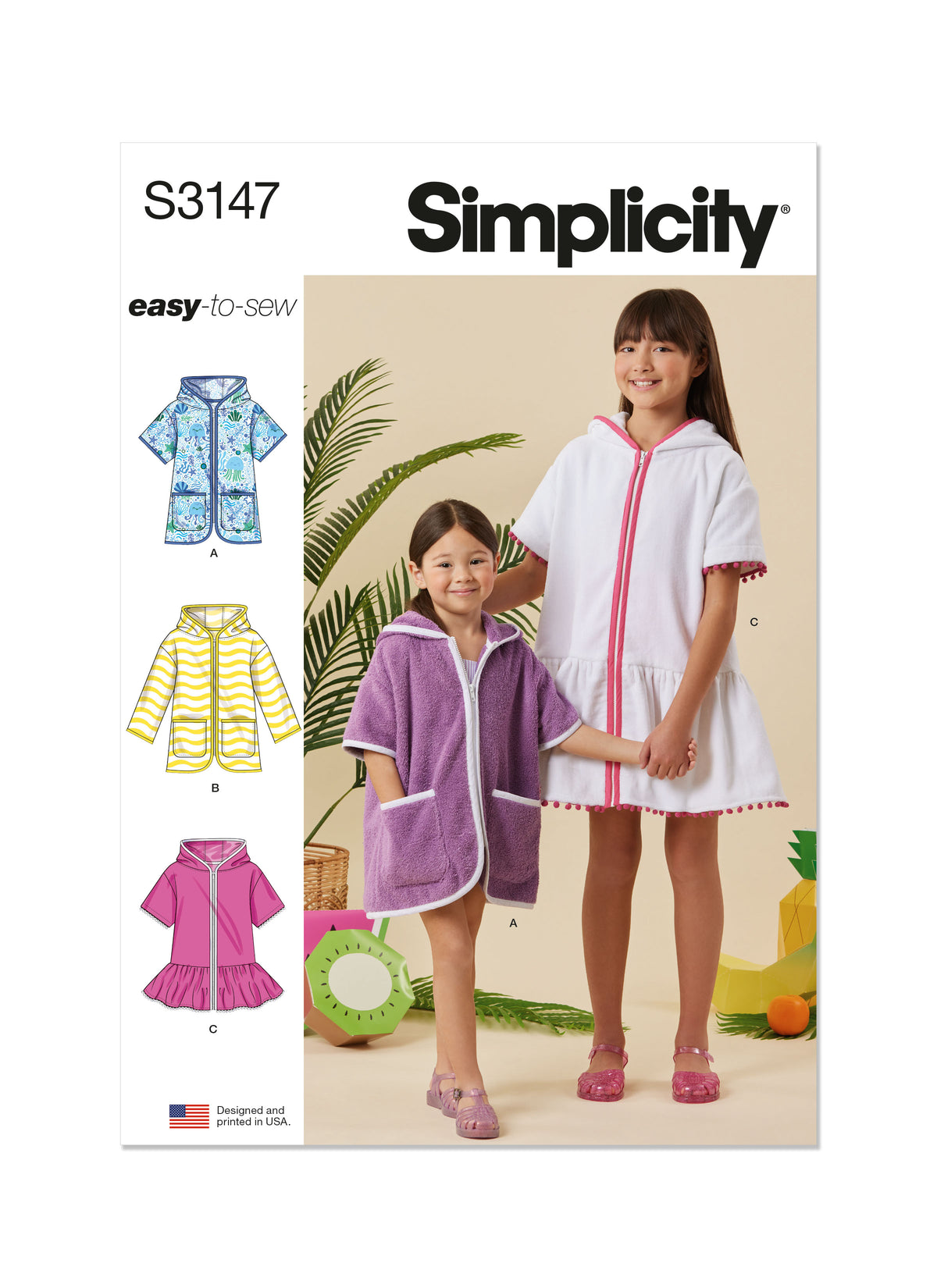 Simplicity S3147 sewing pattern envelope showing a dress