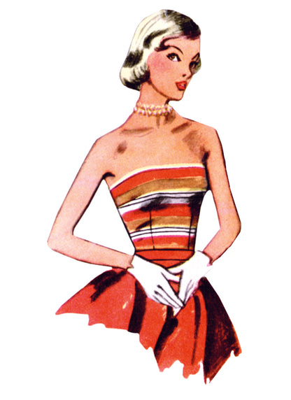 Simplicity S3152 sewing pattern envelope showing a 1950s style halter or strapless bodice