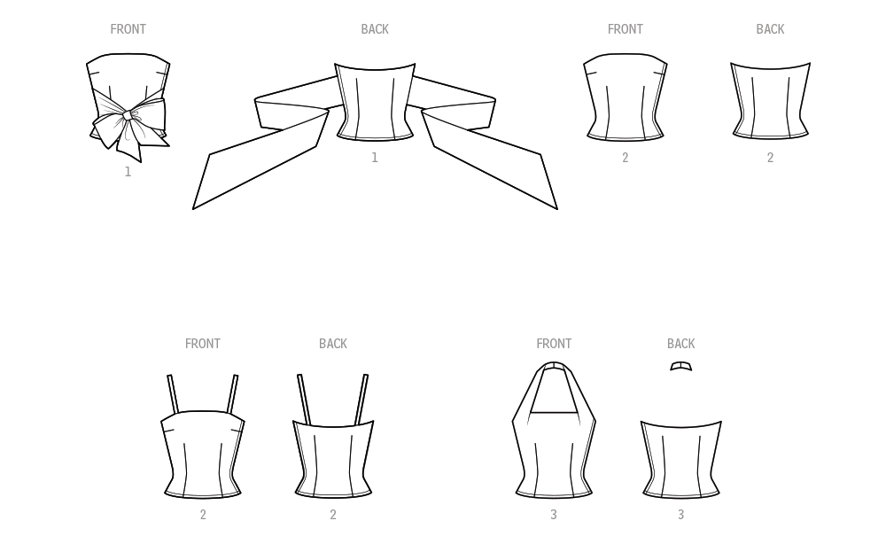 Simplicity S3152 sewing pattern envelope showing a 1950s style halter or strapless bodice