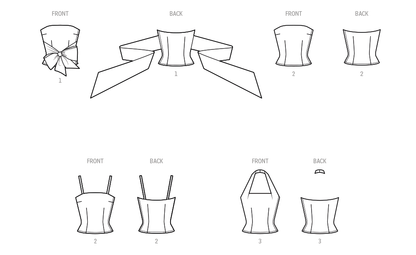 Simplicity S3152 sewing pattern envelope showing a 1950s style halter or strapless bodice