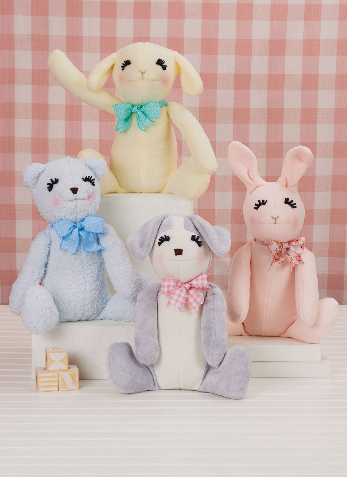 Simplicity S3157 pattern envelope showing stuffed toy characters