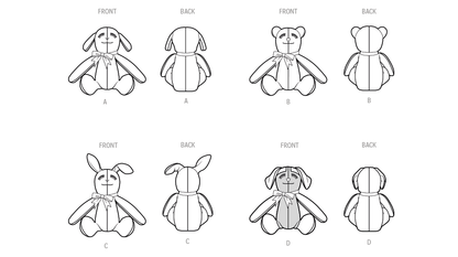 Simplicity S3157 pattern envelope showing stuffed toy characters
