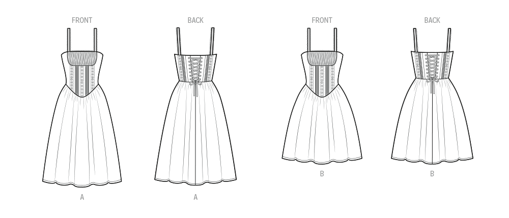 Simplicity S3162 pattern envelope showing a lace-trimmed dress with laced back
