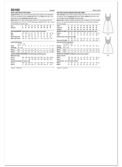Simplicity S3162 pattern envelope showing a lace-trimmed dress with laced back