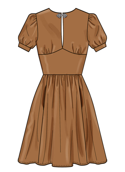 Simplicity S3163 pattern envelope showing a fit and flare dress with split neckline