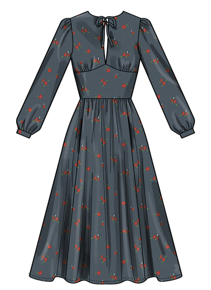 Simplicity S3163 pattern envelope showing a fit and flare dress with split neckline