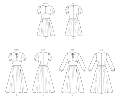 Simplicity S3163 pattern envelope showing a fit and flare dress with split neckline