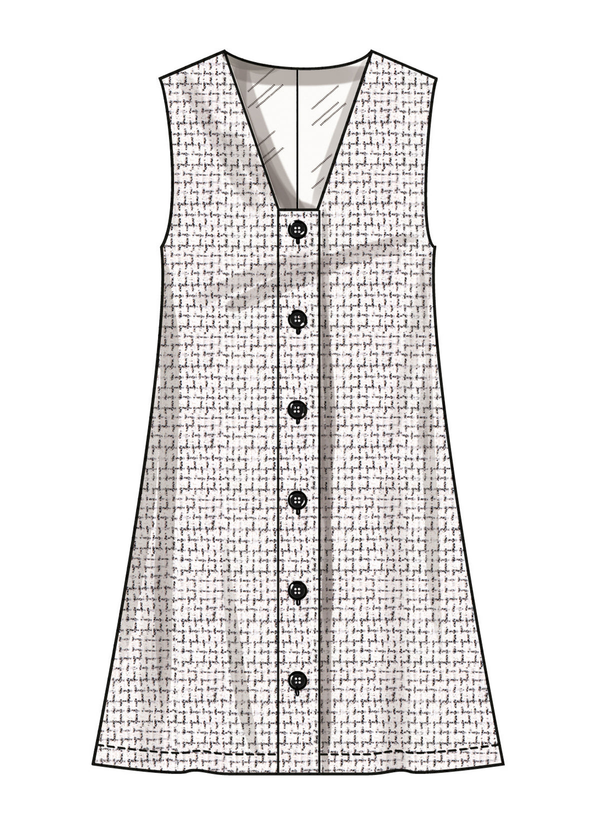 Simplicity S3164 pattern envelope showing a deep V-neck button front dress