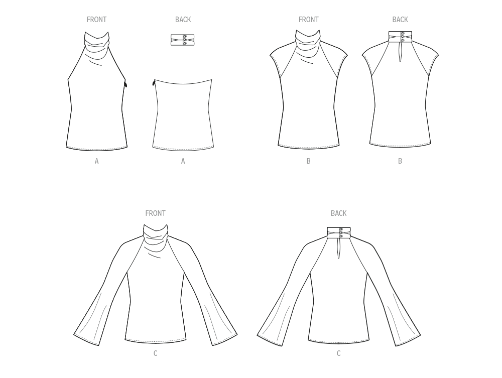Simplicity S3166 pattern envelope showing cowl neck tops