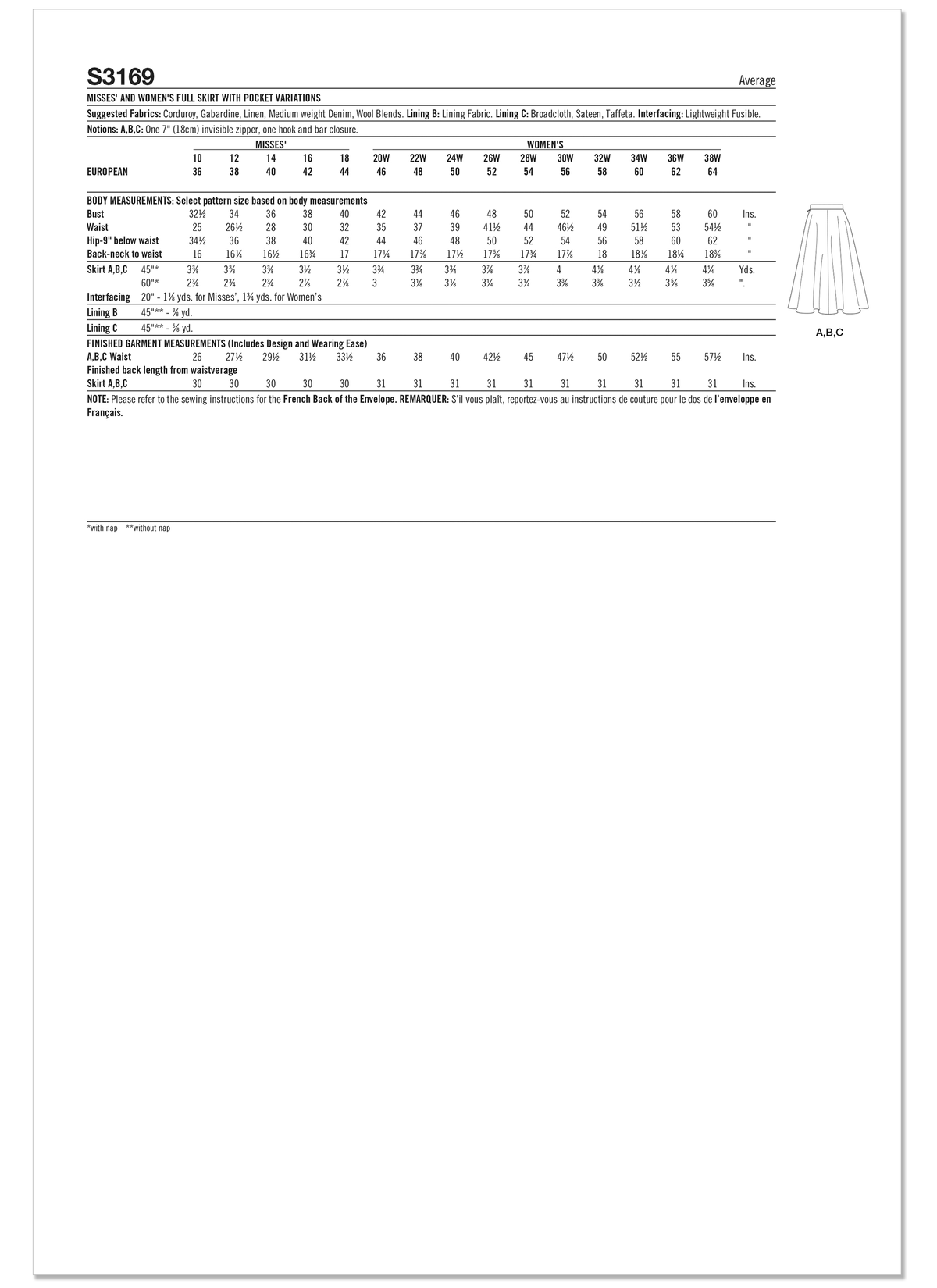 Simplicity S3169 pattern envelope showing a skirt and trousers