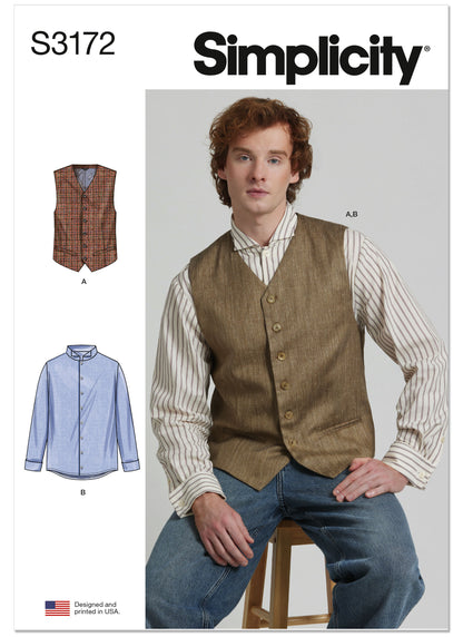 Simplicity S3172 pattern envelope showing a buttoned waistcoat