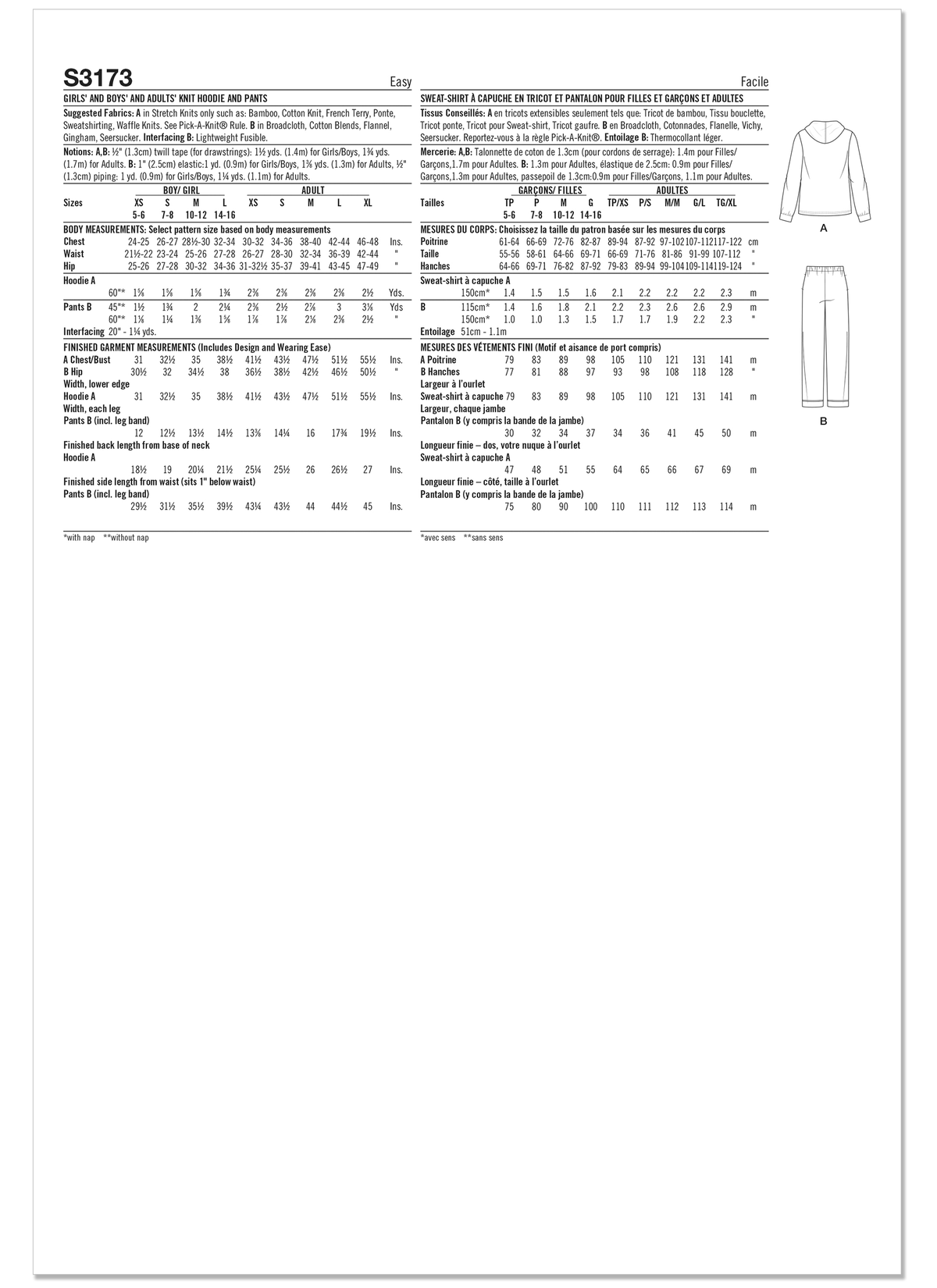 Simplicity S3173 pattern envelope showing unisex loungewear with kangaroo pocket