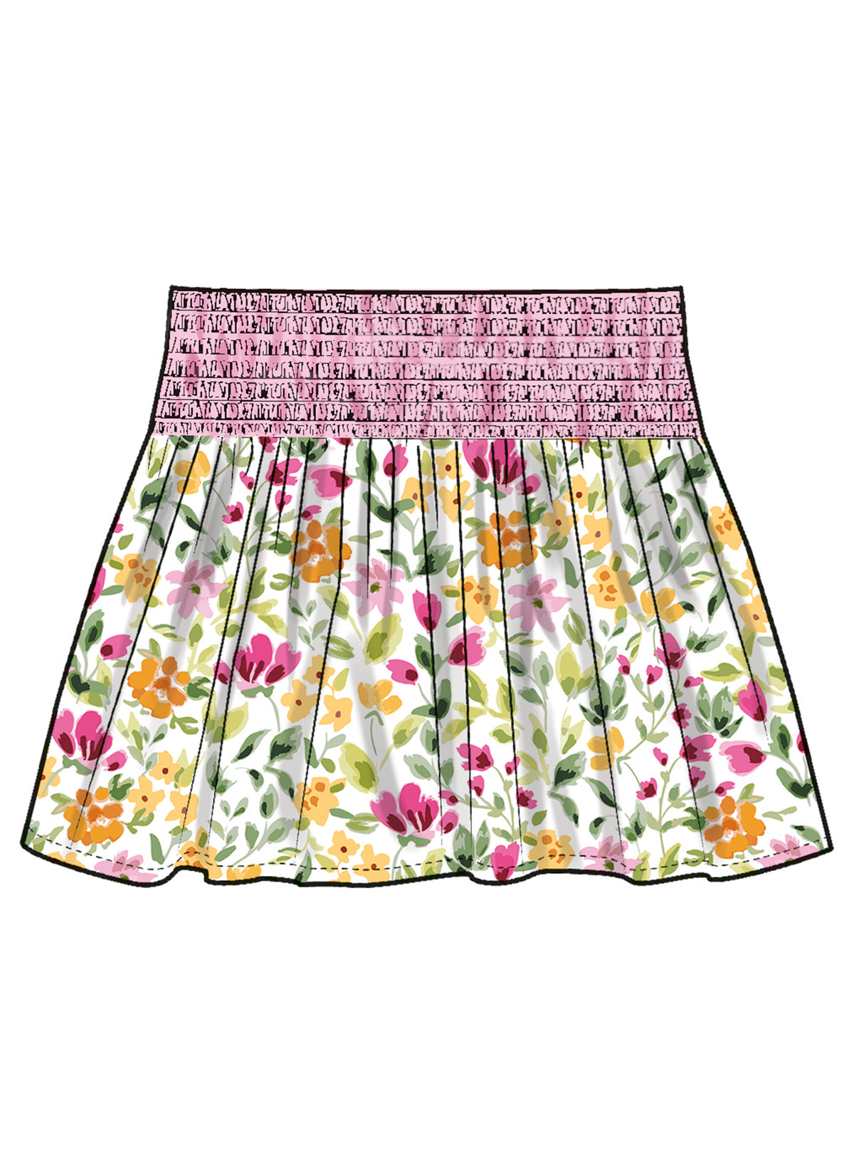 Simplicity S3175 pattern envelope showing high-waisted girls' skirts