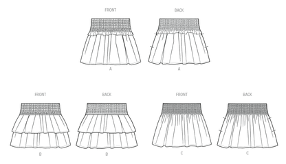 Simplicity S3175 pattern envelope showing high-waisted girls' skirts