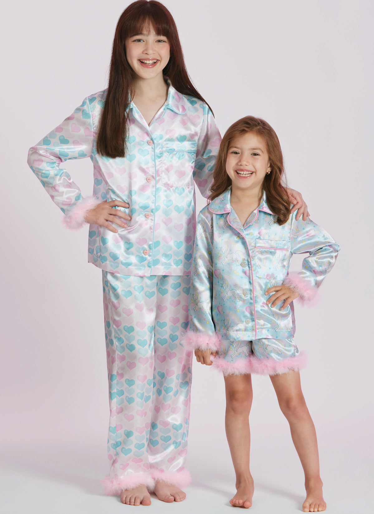 Simplicity S3176 pattern envelope showing girls' pyjamas with trimmed cuffs
