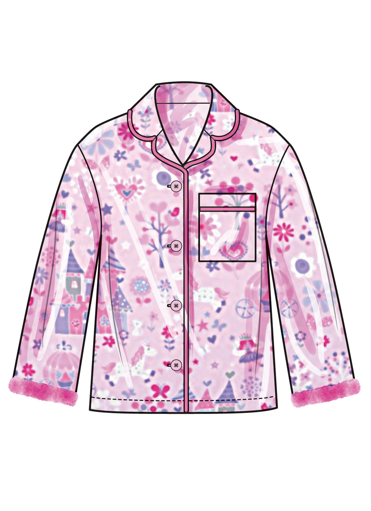 Simplicity S3176 pattern envelope showing girls' pyjamas with trimmed cuffs