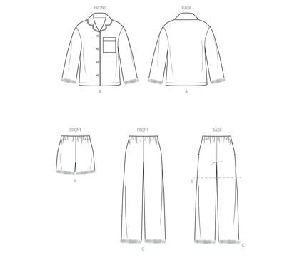Simplicity S3176 pattern envelope showing girls' pyjamas with trimmed cuffs