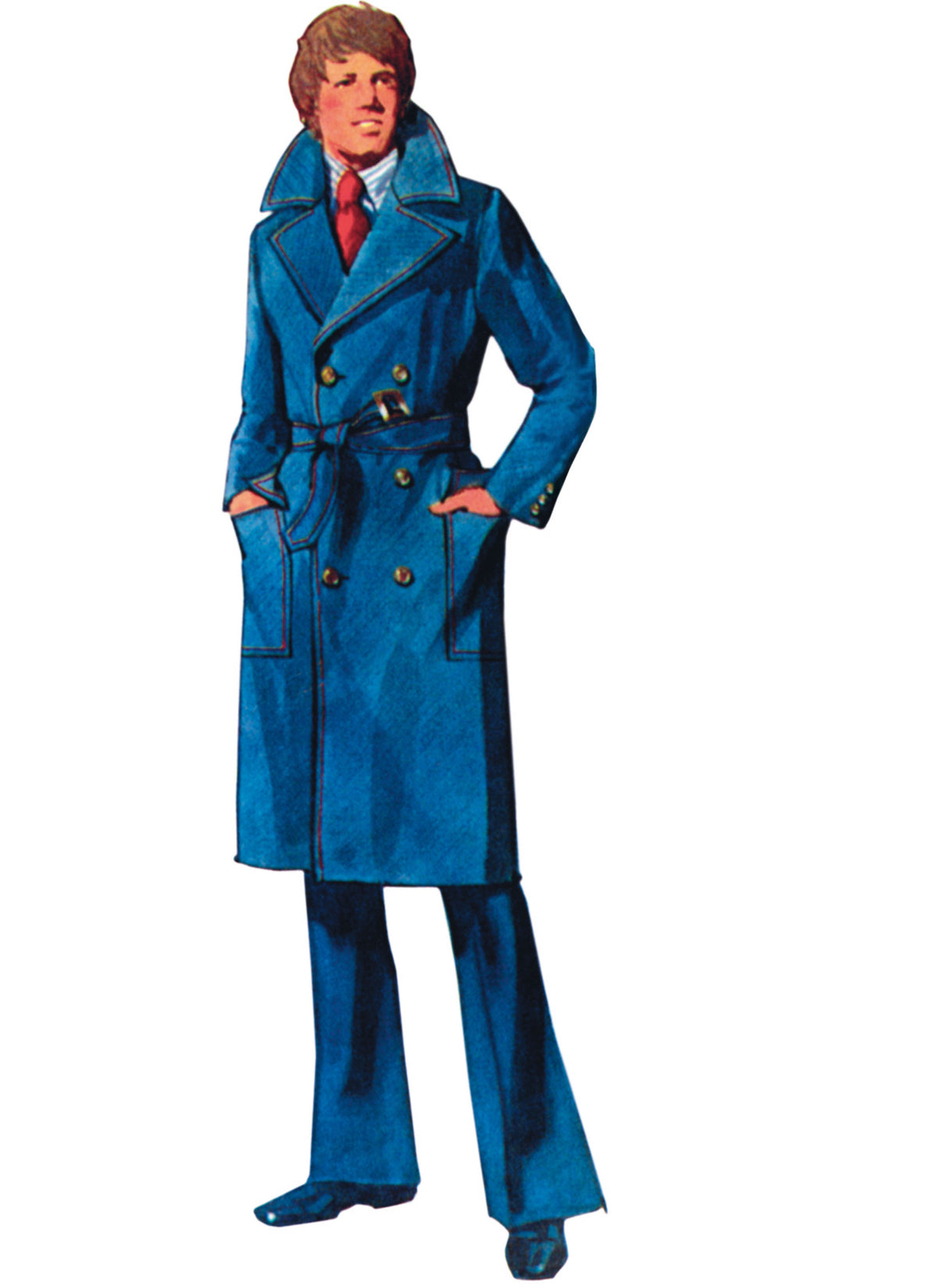 Simplicity S3177 pattern envelope showing a vintage 1970s men's overcoat