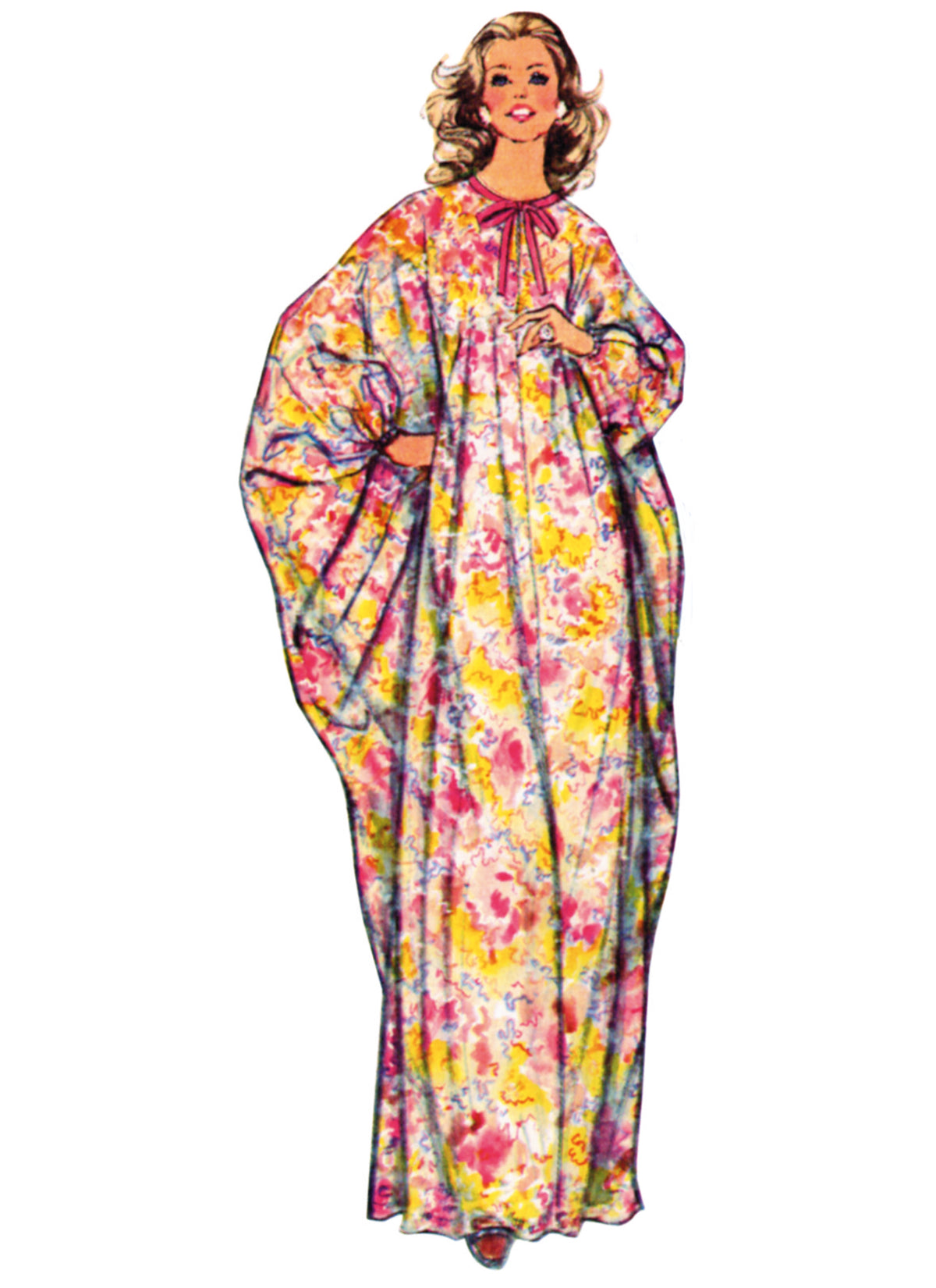 Simplicity S3179 pattern envelope showing a vintage caftan dress