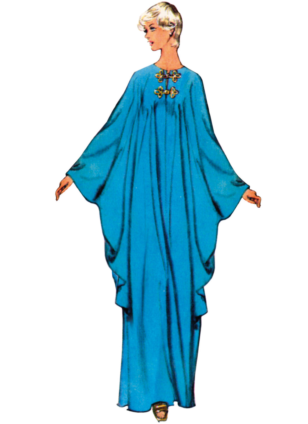 Simplicity S3179 pattern envelope showing a vintage caftan dress