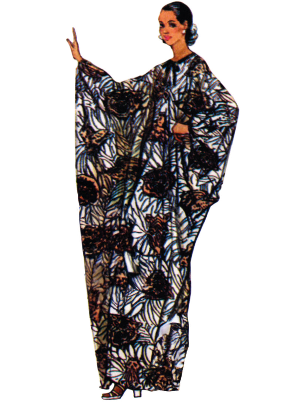 Simplicity S3179 pattern envelope showing a vintage caftan dress