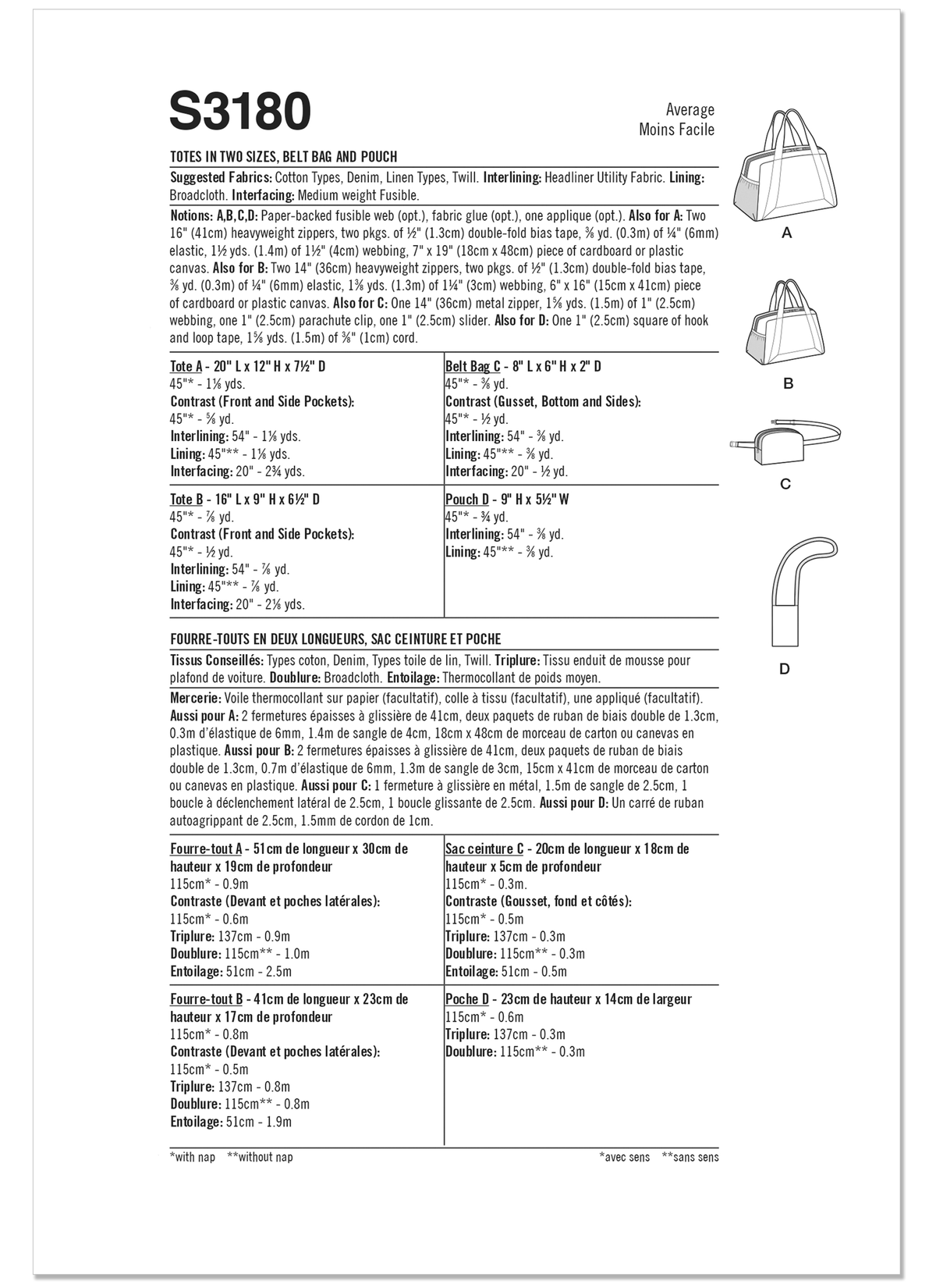 Simplicity S3180 pattern envelope showing a zipped bag with pockets